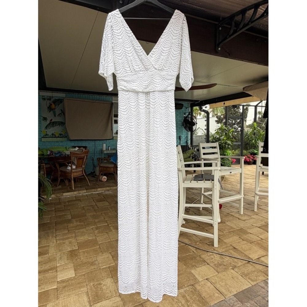 Lilly Pulitzer Parigi White Scalloped Lace Flutter Sleeve Maxi Dress Small - Picture 4 of 16